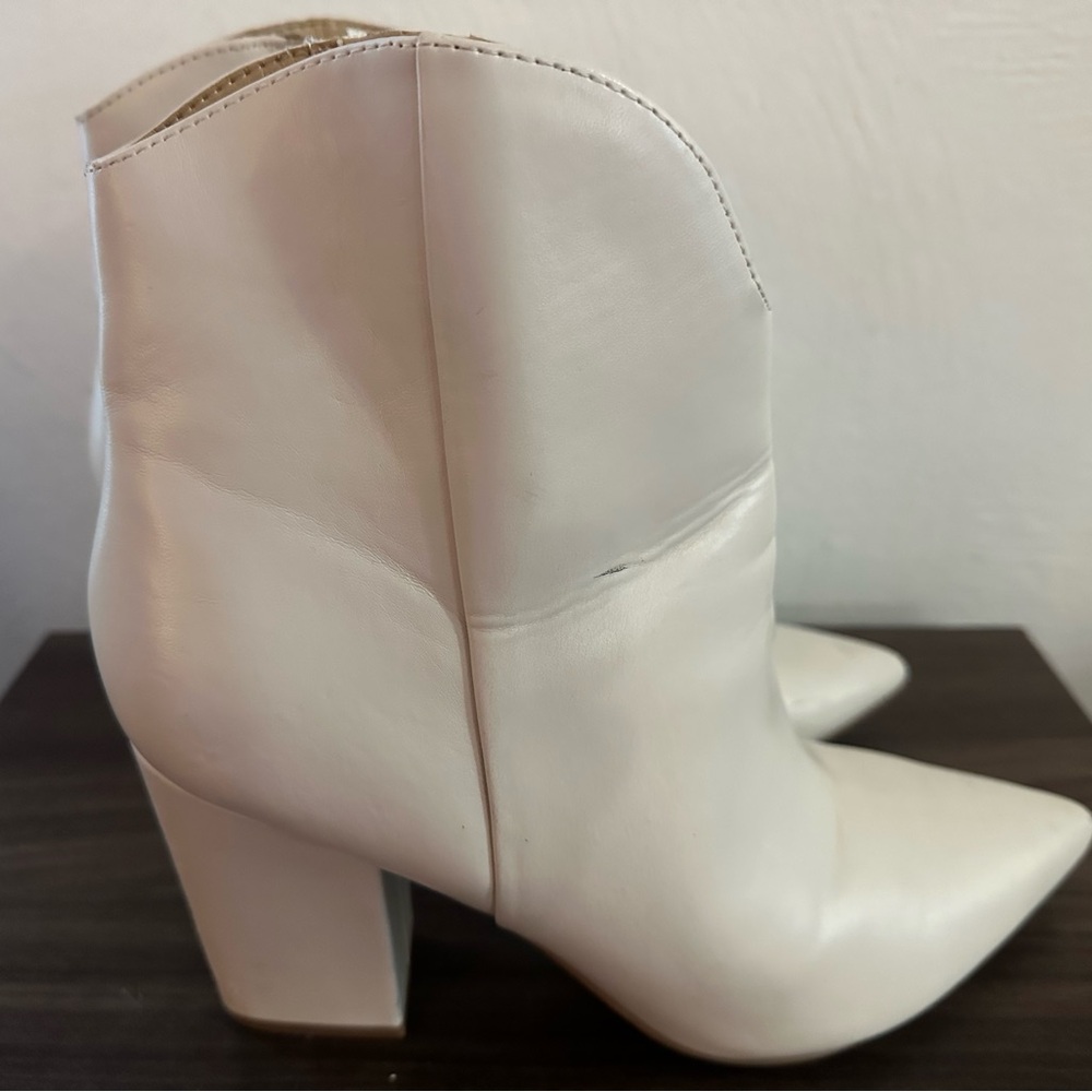 Nine West Chic Cream Heeled Boots - Picture 2 of 6